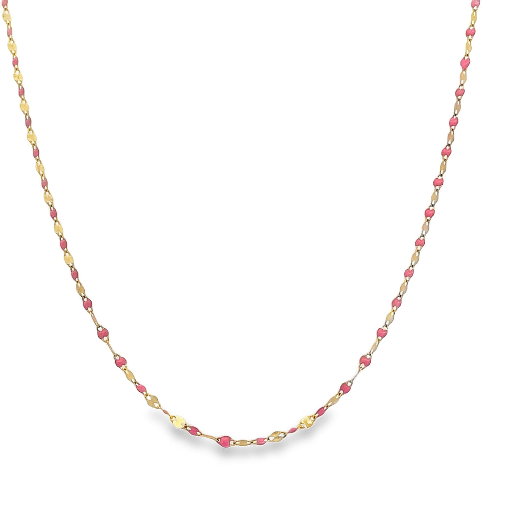 14K Pink Enamel Gold Chain