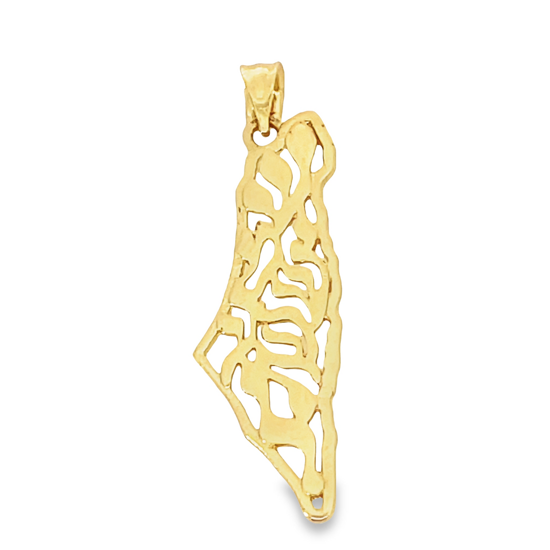 14K Shema Map of Israel Pendant