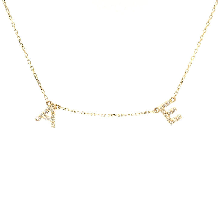 Custom 14K Gold & Diamond Mini Initial Necklace