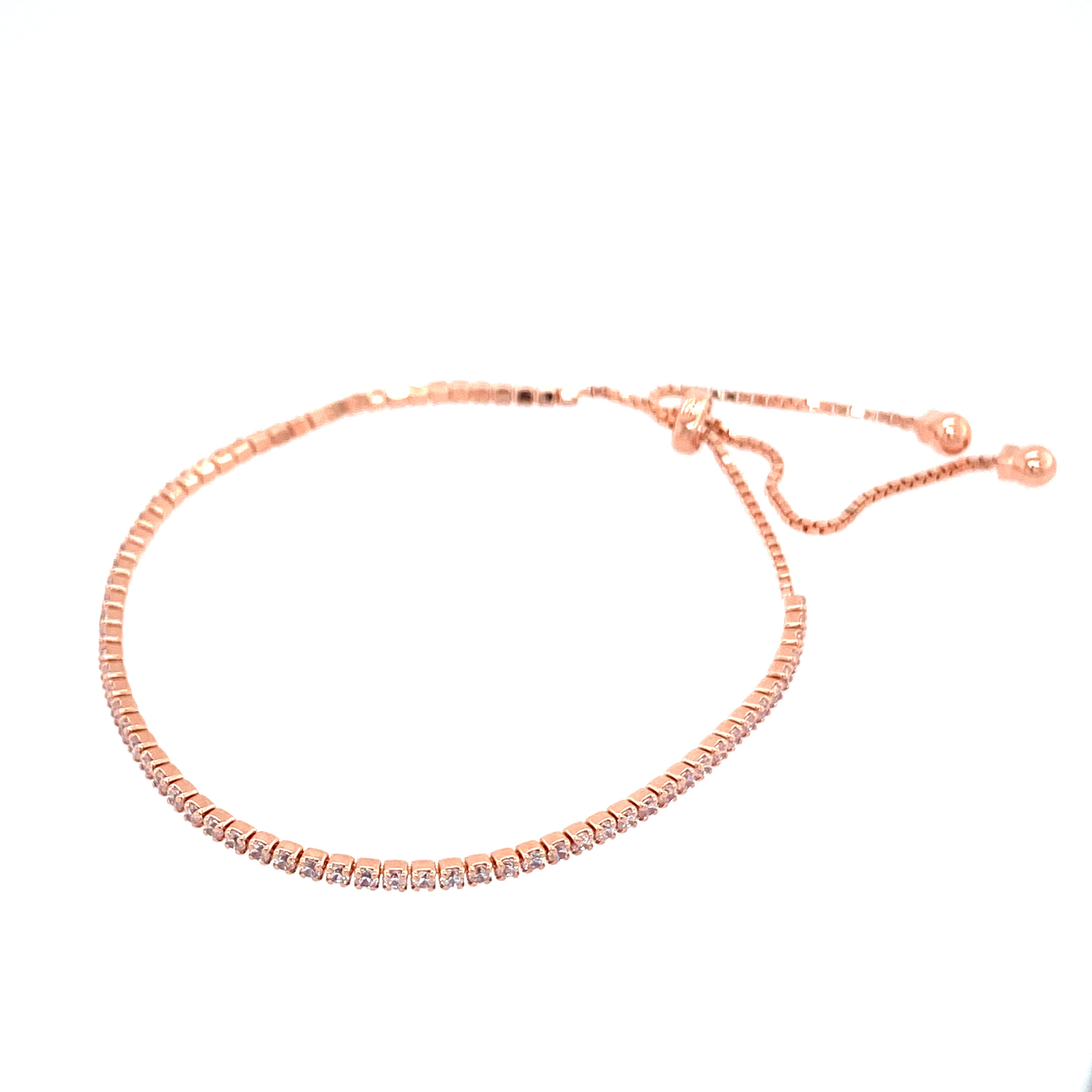 Pandora Sparkling Slider Tennis Bolo Bracelet, Rose Gold-Plated, 10 in