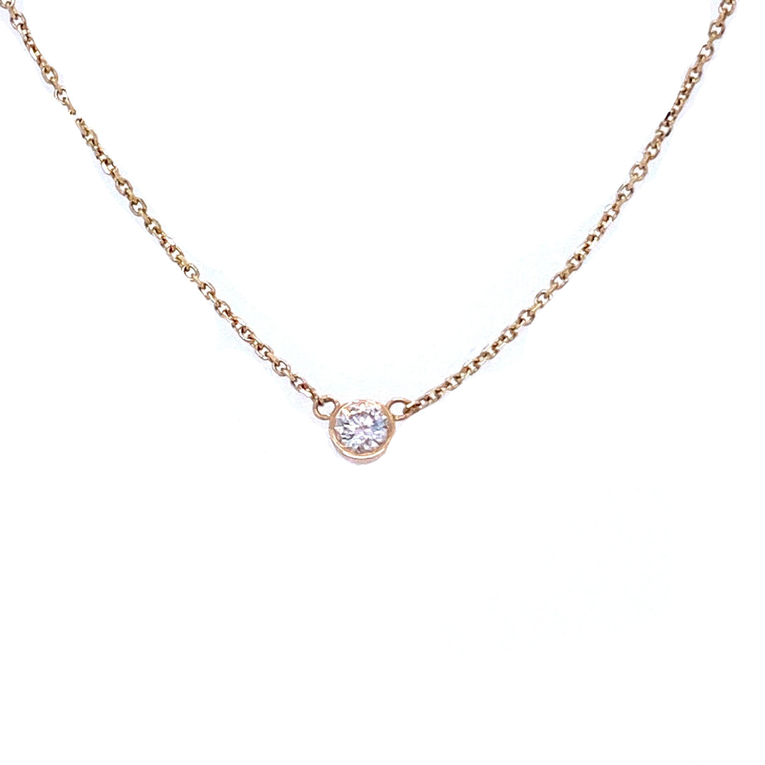 14K Gold Diamond Solitaire Necklace
