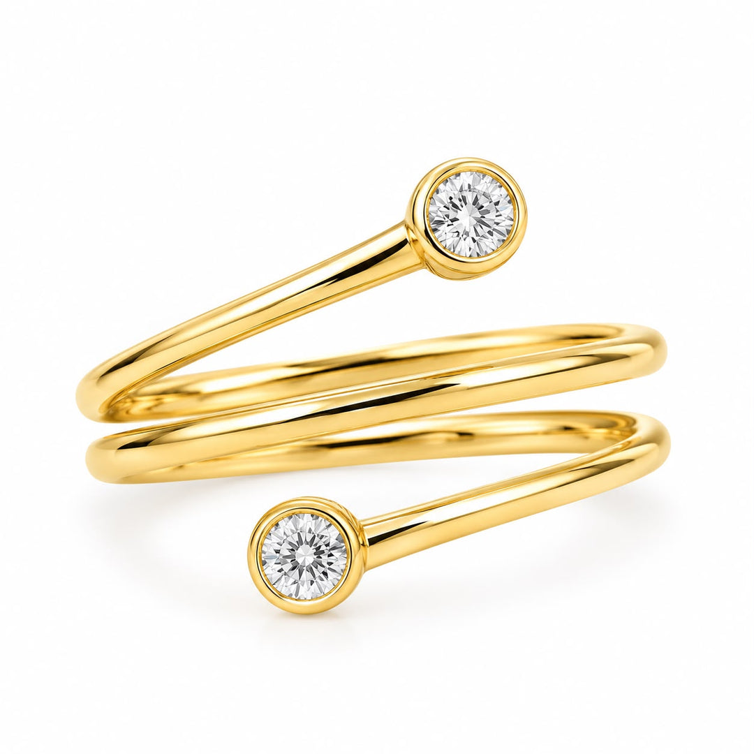 14k Spiral Diamond Ring