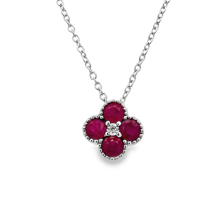 14K Ruby Flower Necklace