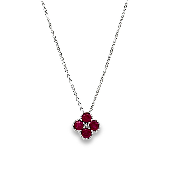 14K Ruby Flower Necklace