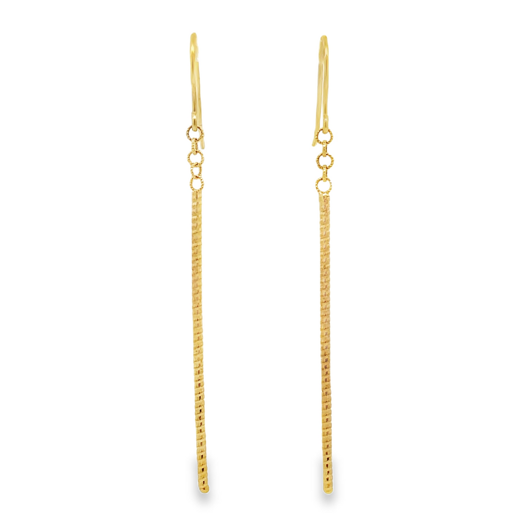 14K Gold Drop Linear Earrings