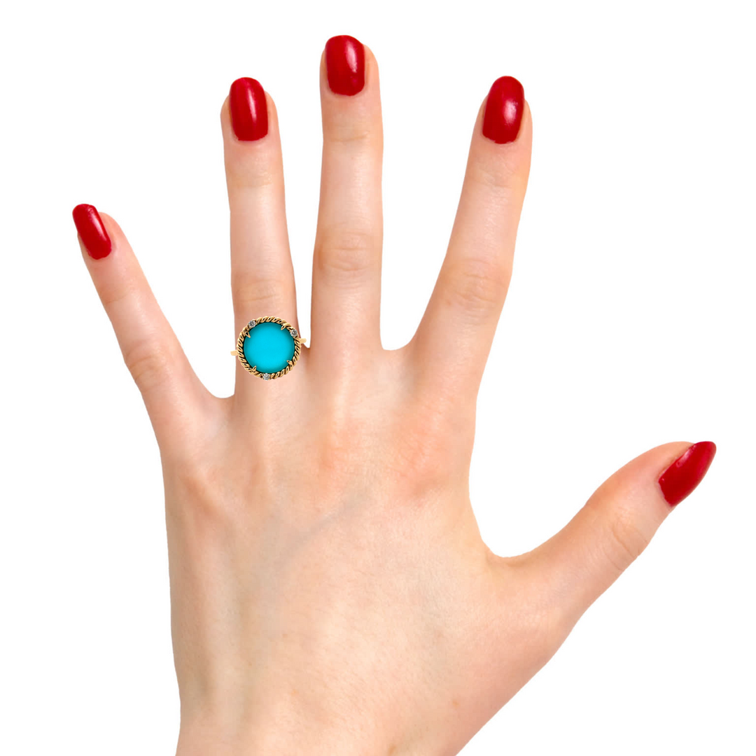 14K Round Turquoise Ring