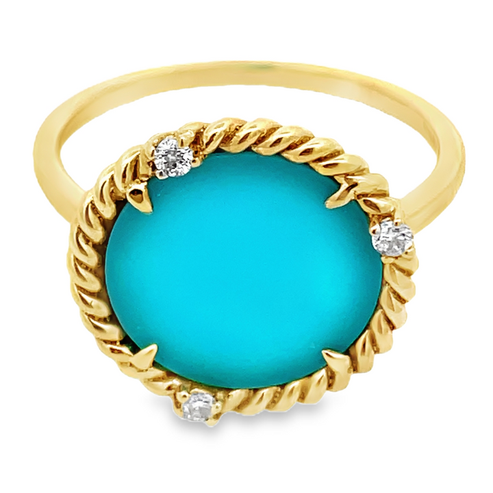 14K Round Turquoise Ring