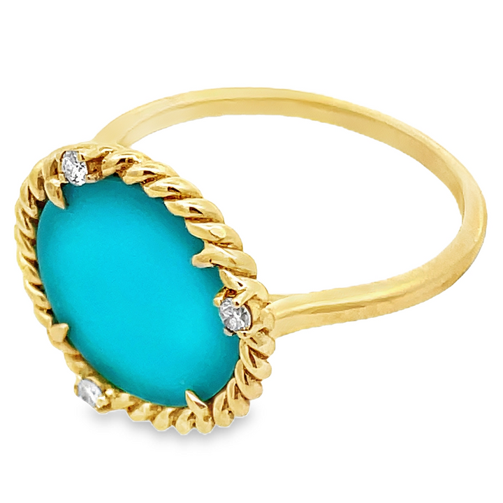 14K Round Turquoise Ring