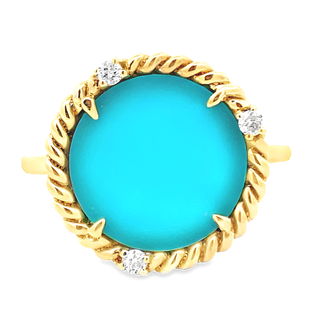 14K Round Turquoise Ring