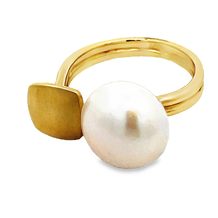 14K Gold Pearl Statement Ring