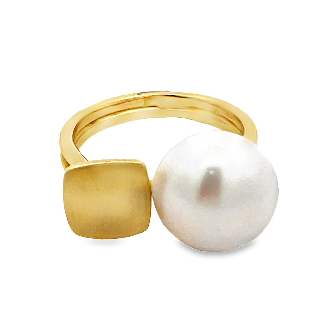 14K Gold Pearl Statement Ring