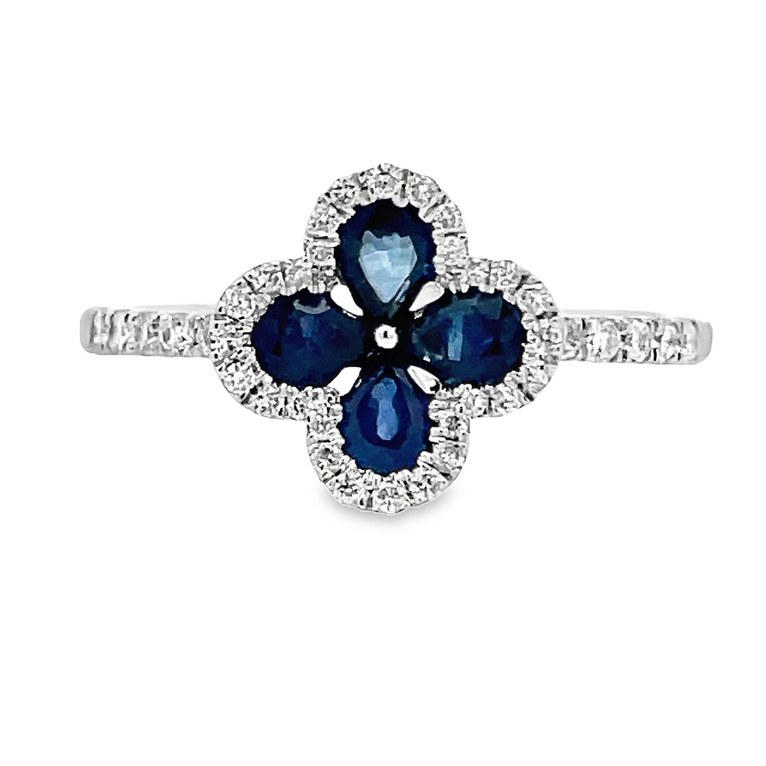 Sapphire & Diamond Flower Ring