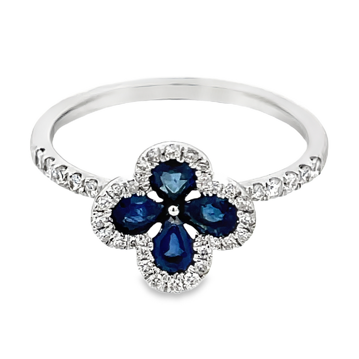 Sapphire & Diamond Flower Ring