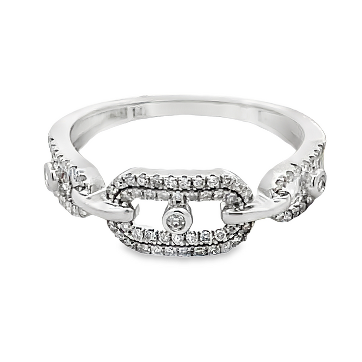 Pave Diamond Link Style Band Ring