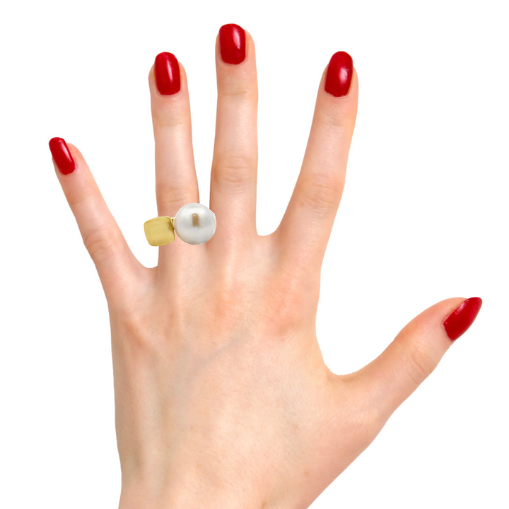 14K Gold Pearl Statement Ring