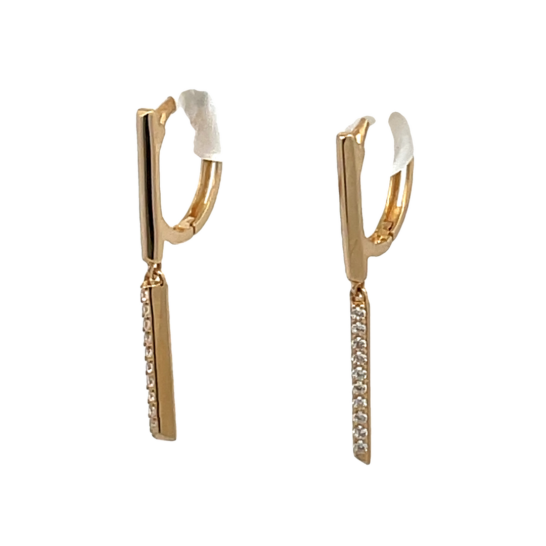 14K Bar Dangle Drop Earrings