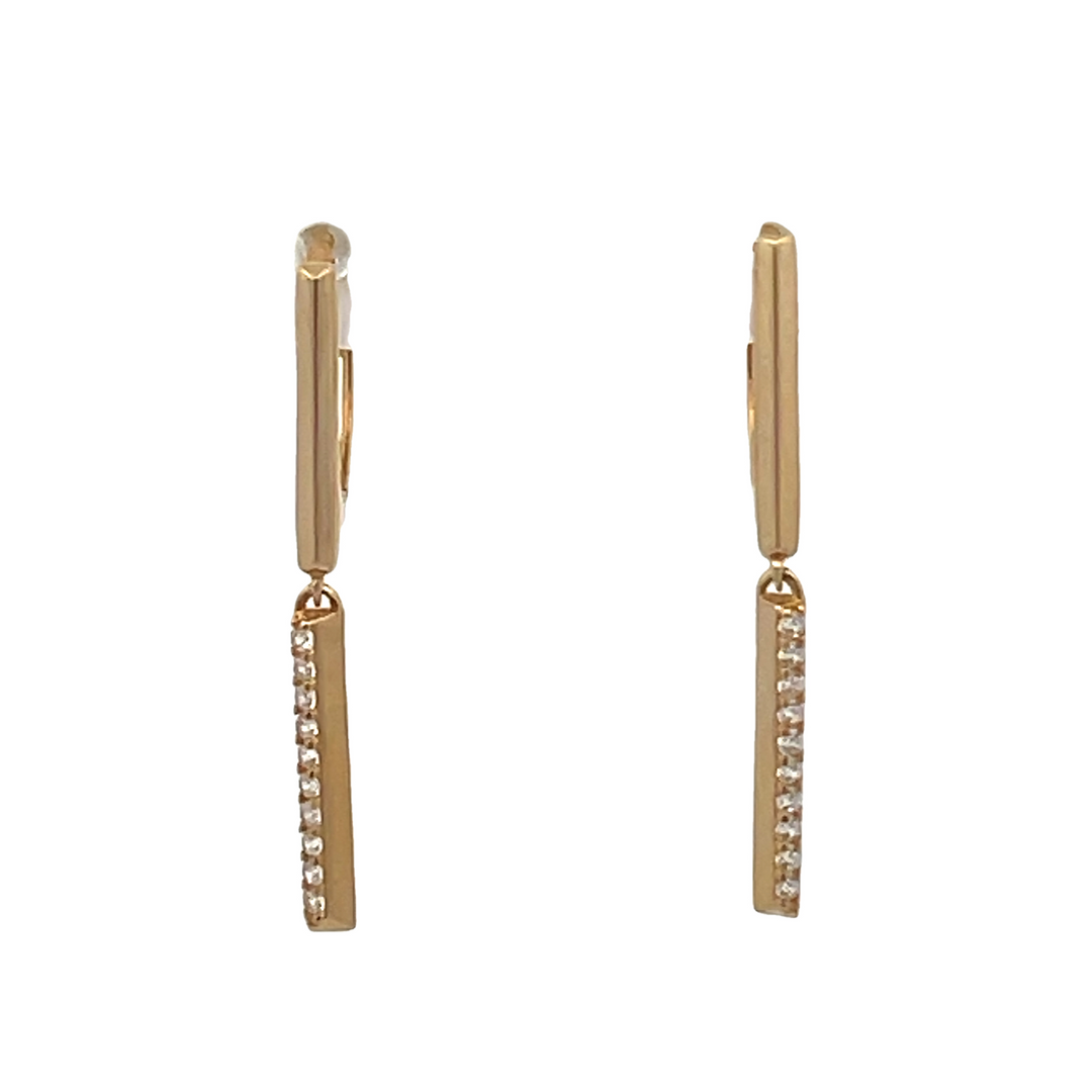 14K Bar Dangle Drop Earrings