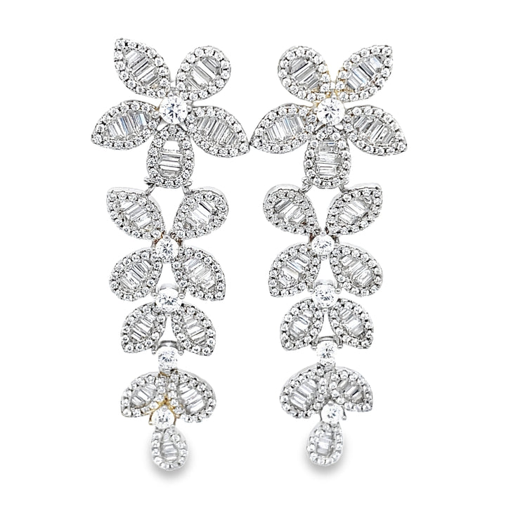 Sparkling Flower Statement Earrings