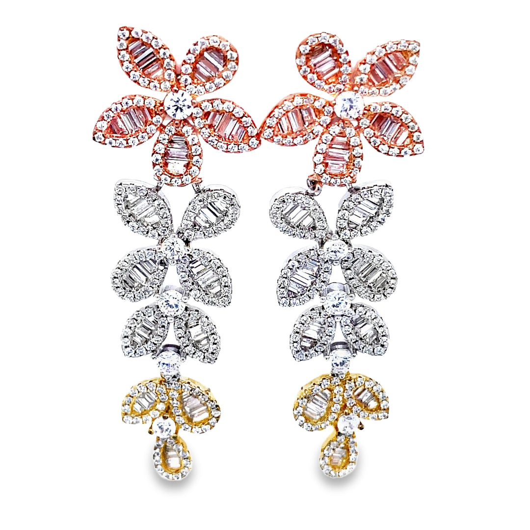 Sparkling Flower Statement Earrings