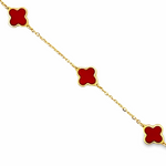 14K Gold Red Clover Bracelet