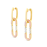 14k Gold Mother of Pearl Link & Diamond Earrings