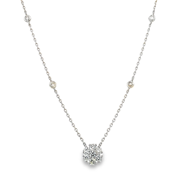 14k Diamond by the Yard Flower Necklace