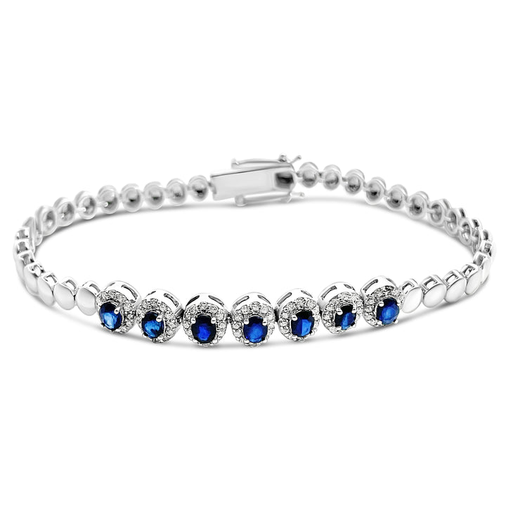 Diamond & Oval Cut Sapphire Bracelet
