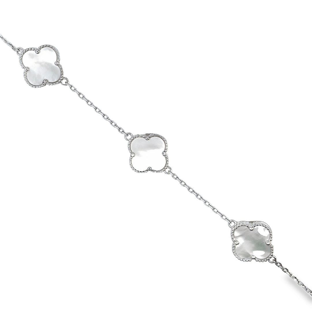 Mother Of Pearl Clover Bracelet in Silver