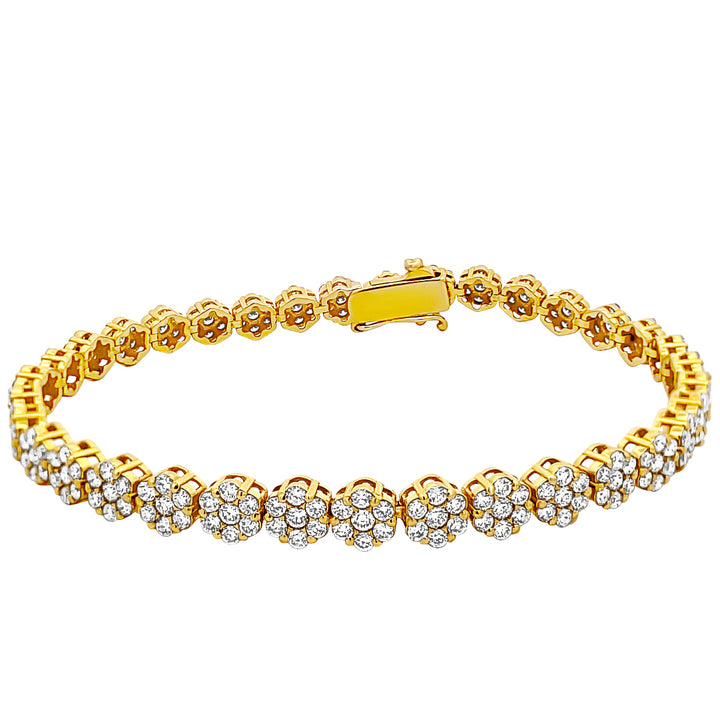 14K Gold Lab Diamond Cluster Tennis Bracelet
