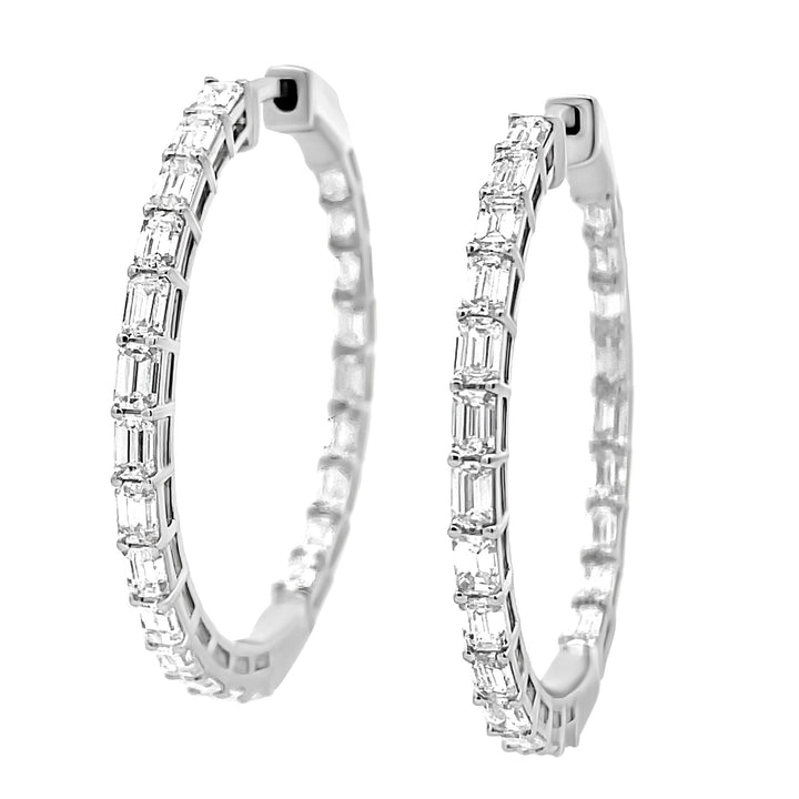 14K Lab Diamond Baguette Hoop