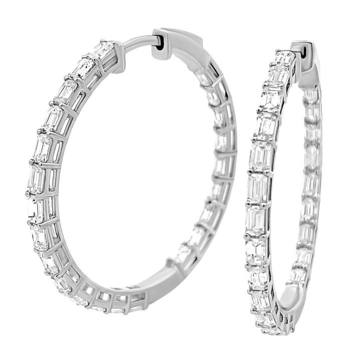 14K Lab Diamond Baguette Hoop