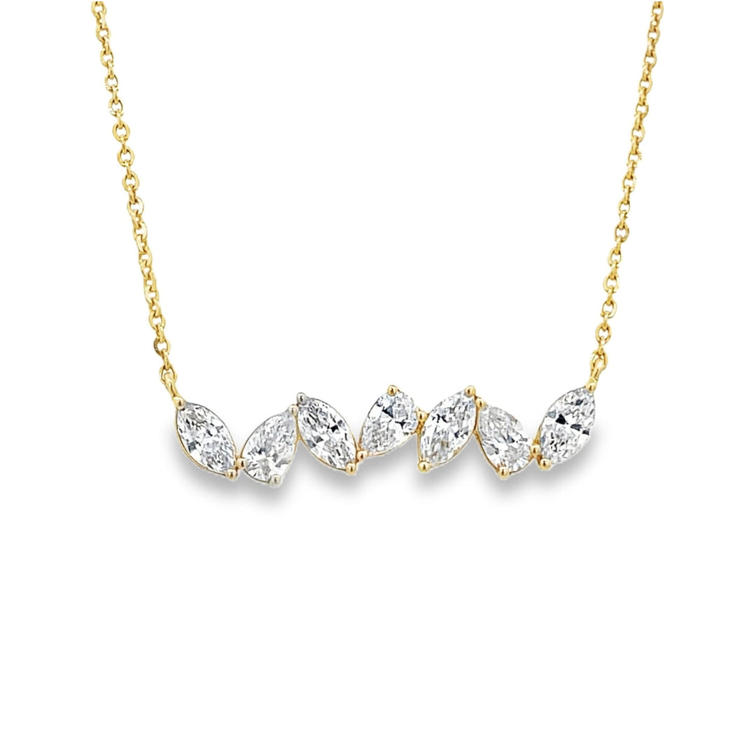 14K Gold Lab Diamond Marquise & Pear Shaped Necklace