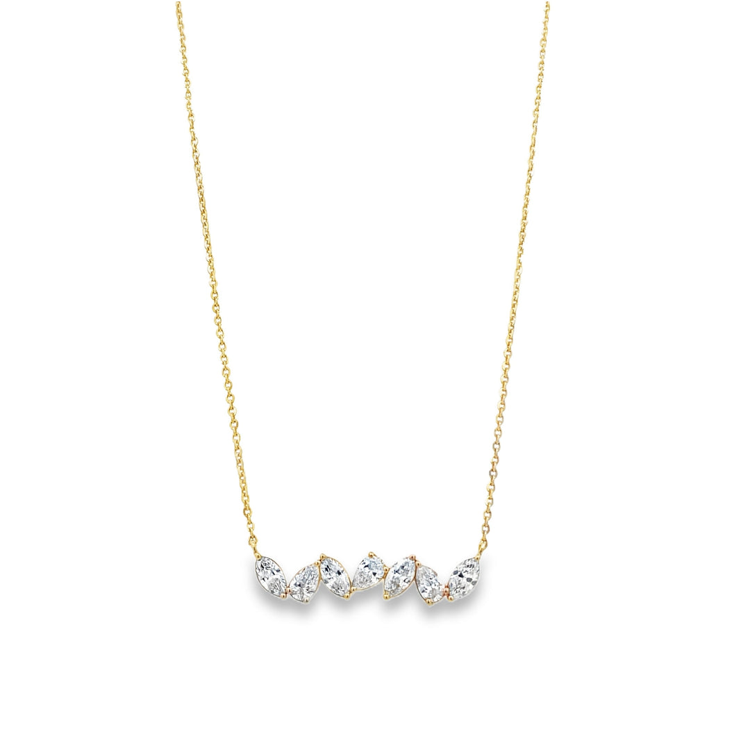 14K Gold Lab Diamond Marquise & Pear Shaped Necklace