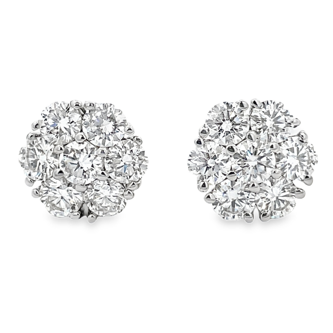 14K Lab Diamond Cluster Stud Earrings