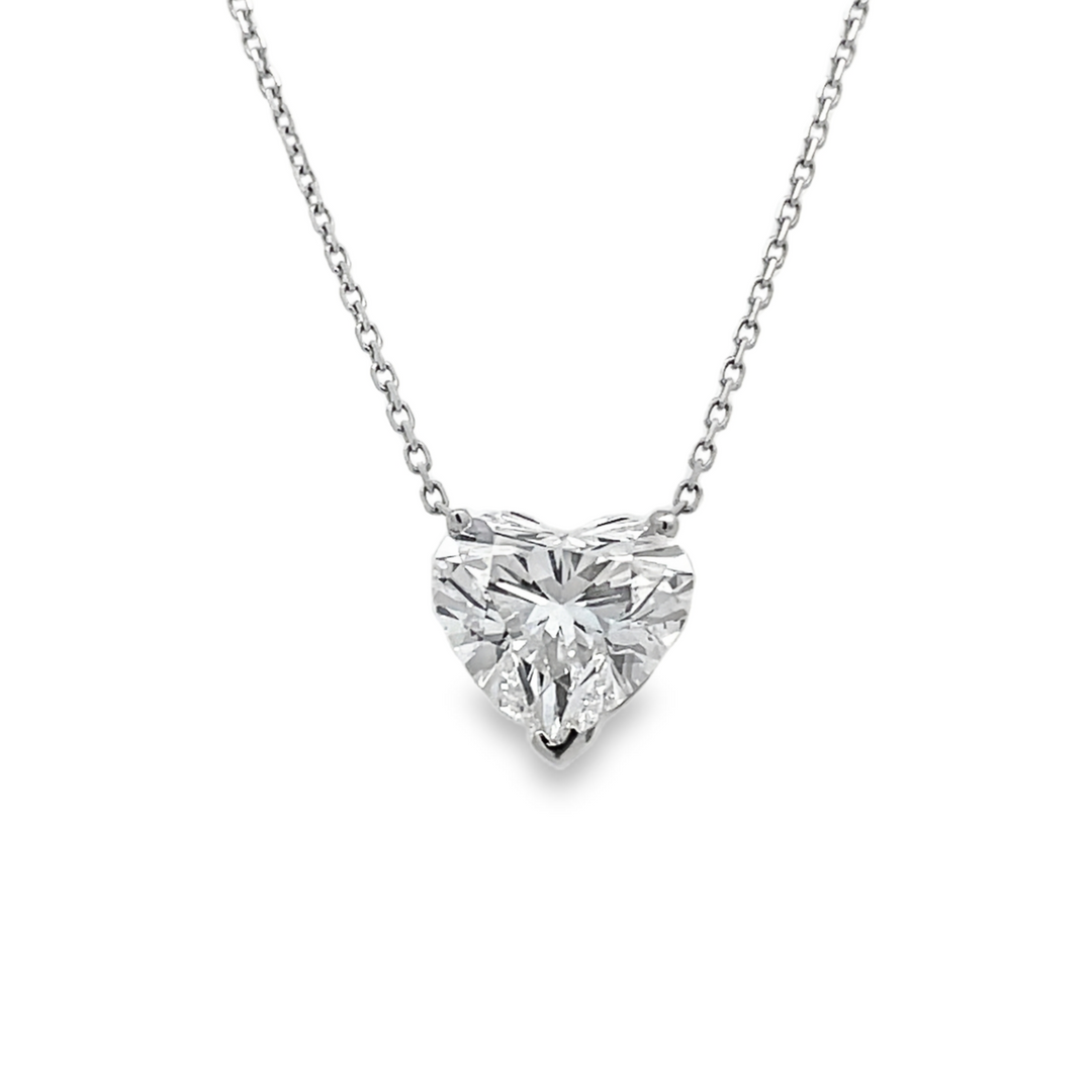 Solitaire Heart Shaped Lab Diamond Necklace