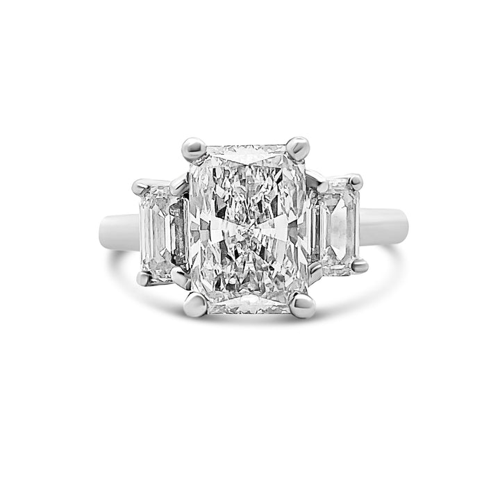 14K Radiant With Emerald Cut Diamond Ring