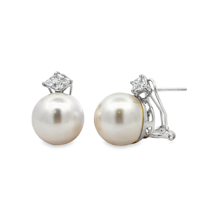 Trillion Cut Pearl Earrings