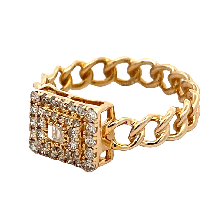 14K Diamond Rectangle Link Ring