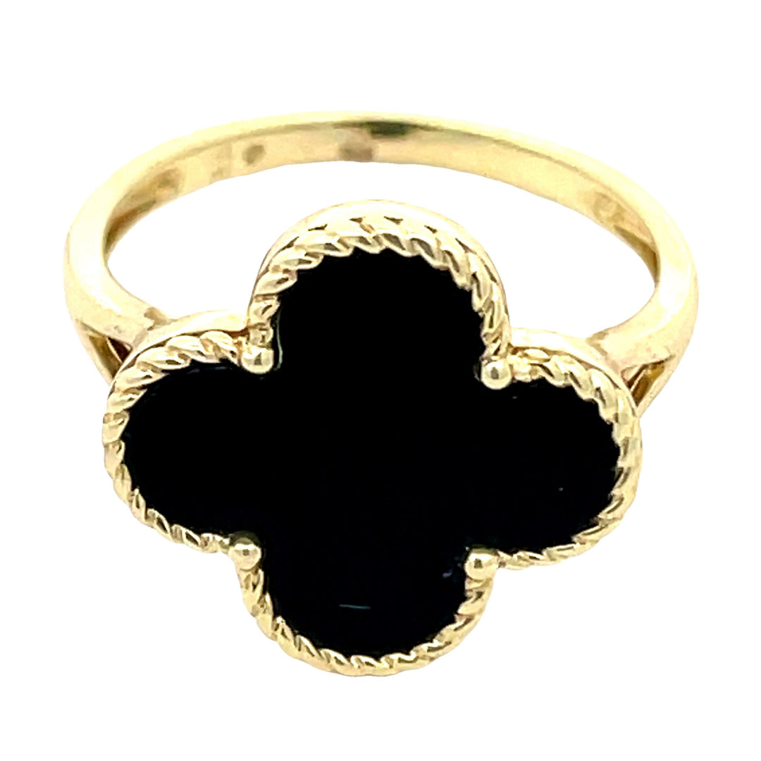 Four Leaf Onyx Ring