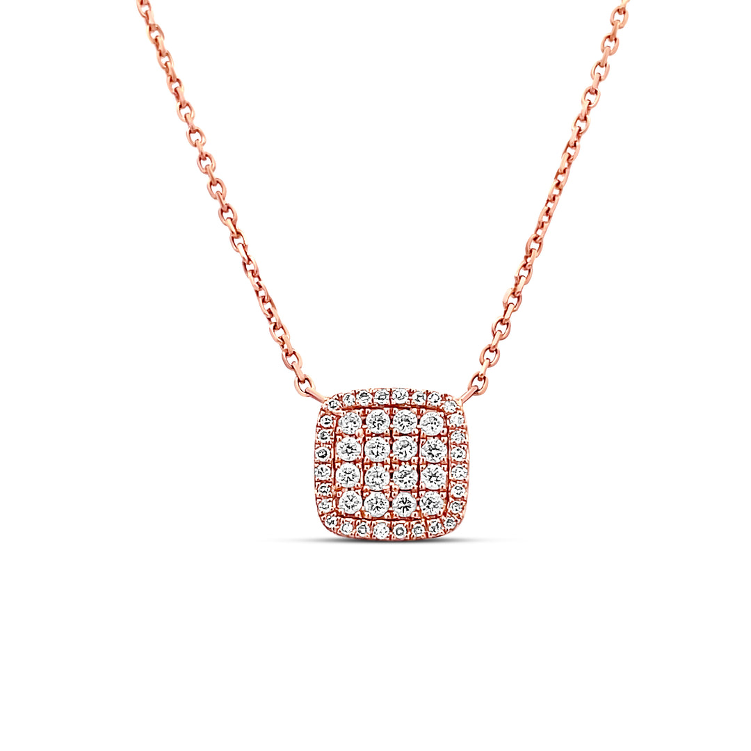 14K Rose Gold Diamond Square Pendant