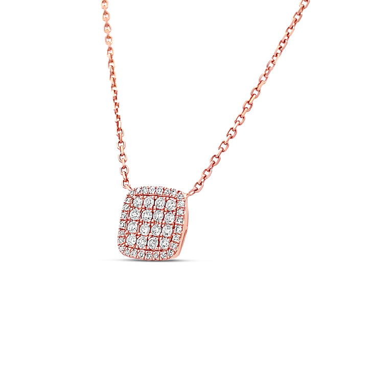 14K Rose Gold Diamond Square Pendant