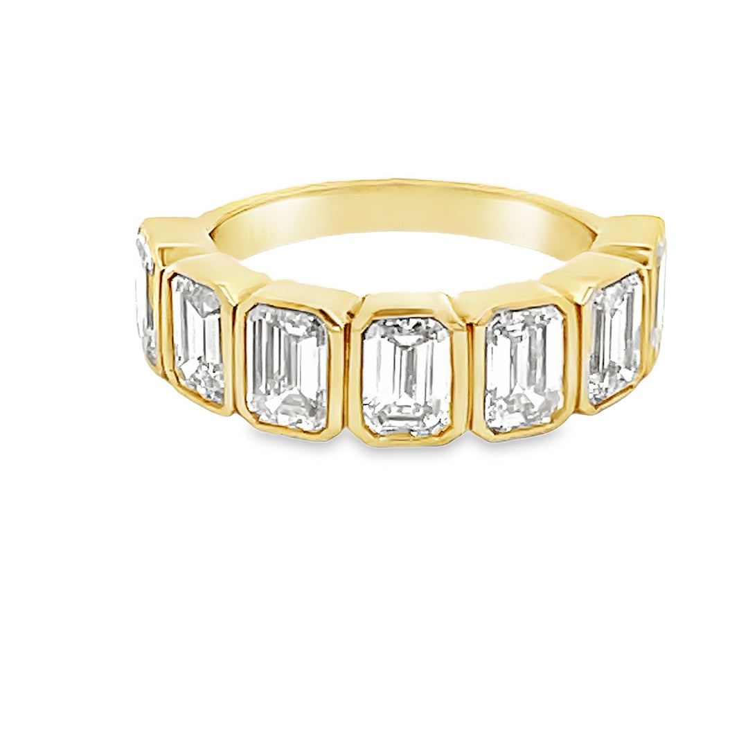 Lab Diamond Emerald Cut Bezel Set Band Ring