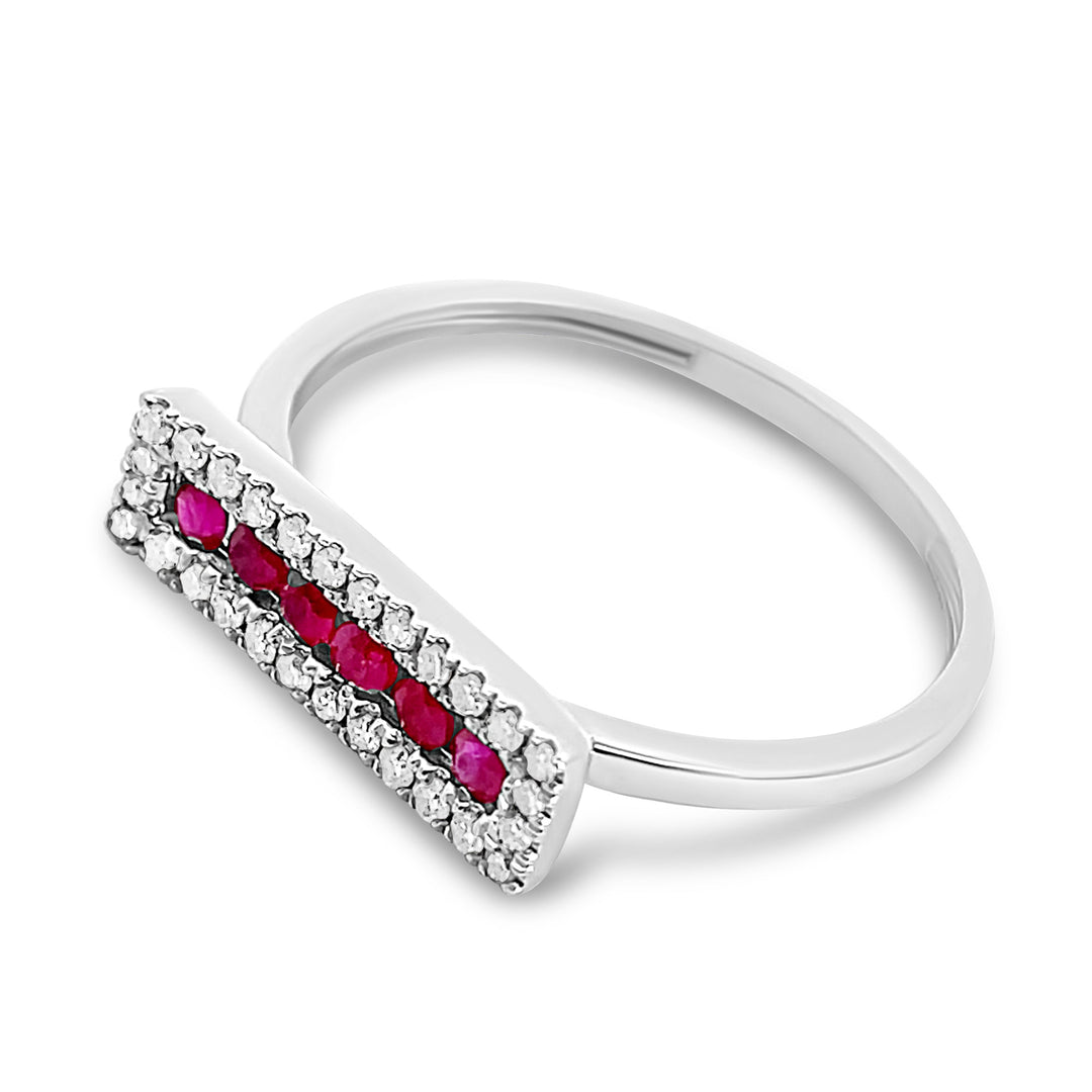 Ruby and Diamond Bar Ring