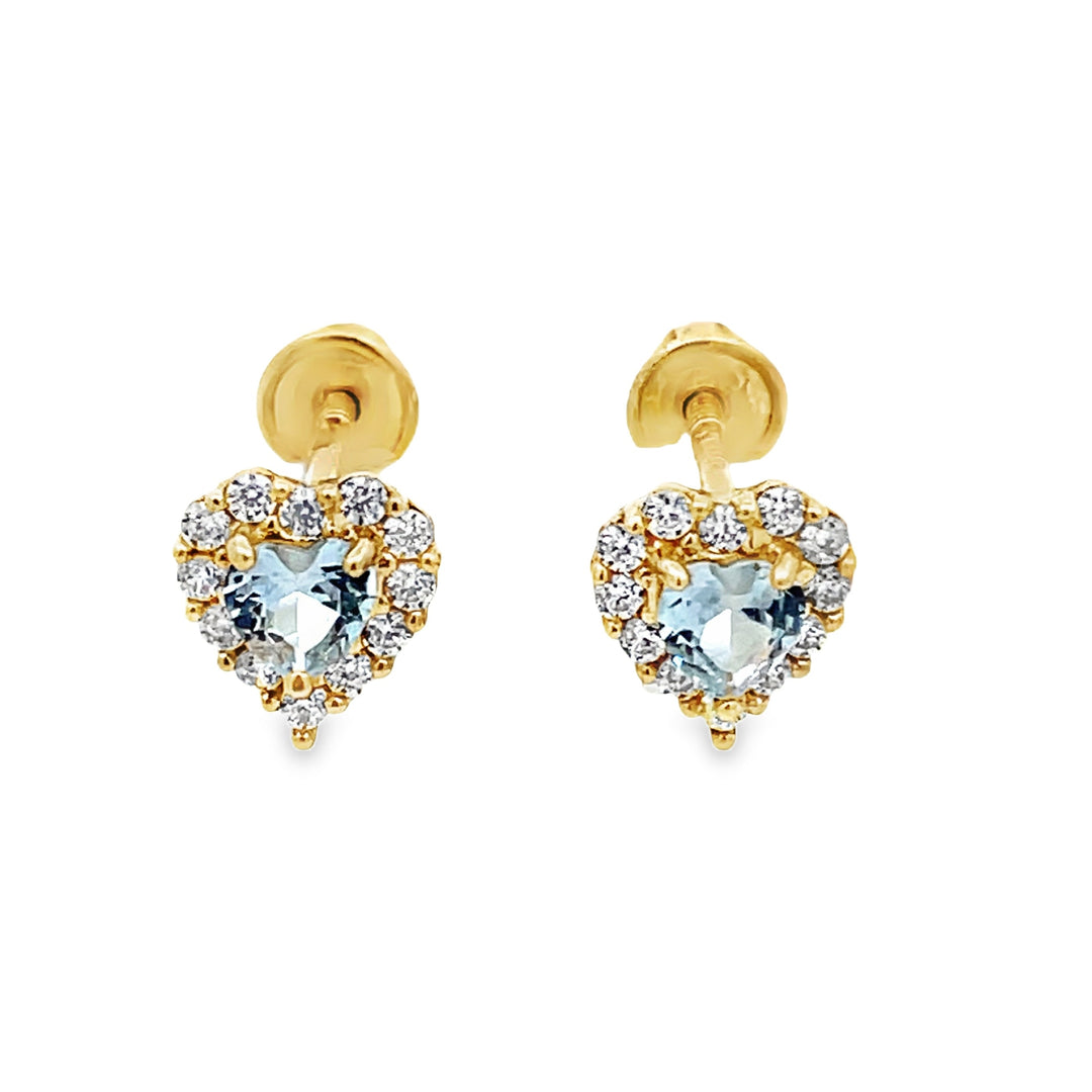 14K Gold Ruby Color Heart Stud