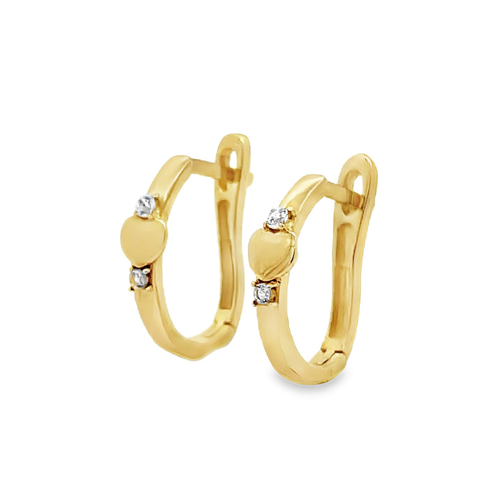 14K Oval Huggies with CZ
