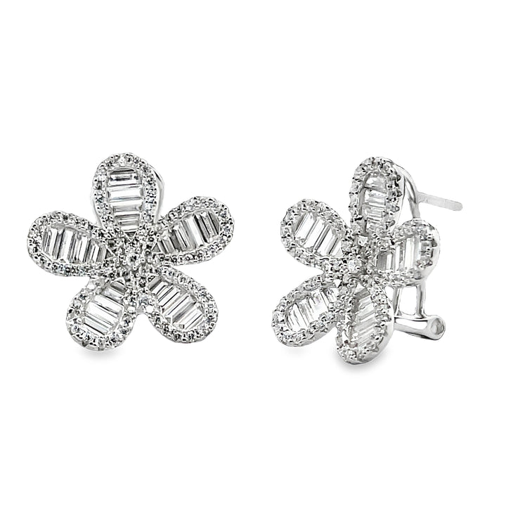 Baguette Flower Earrings (Medium)