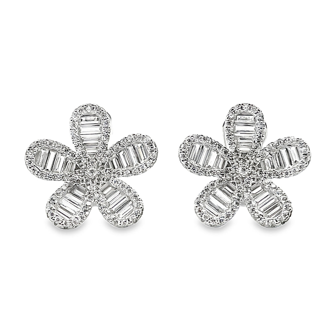 Baguette Flower Earrings (Medium)