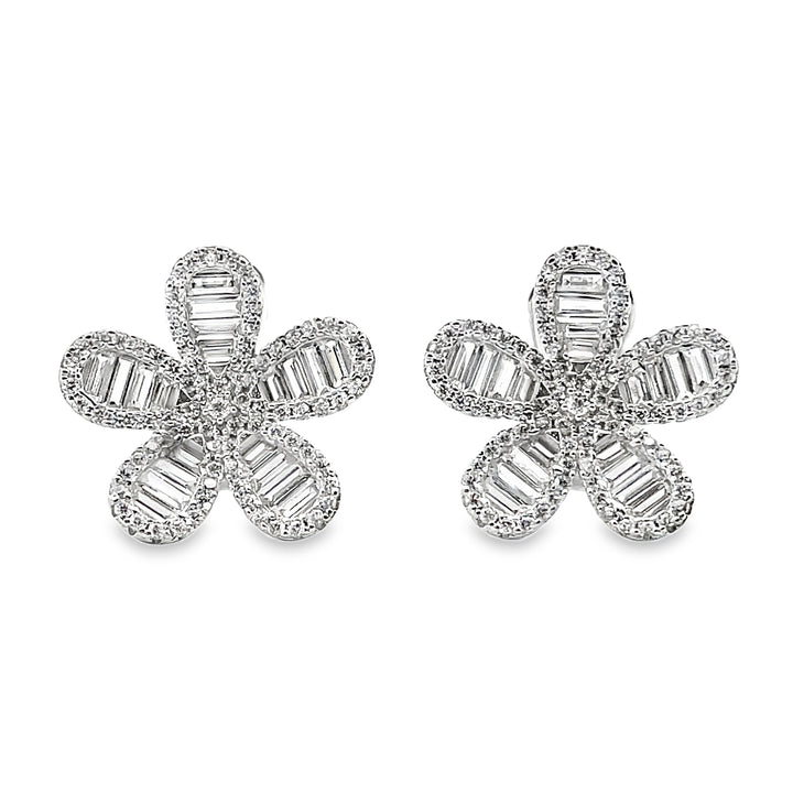 Baguette Flower Earrings (Medium)