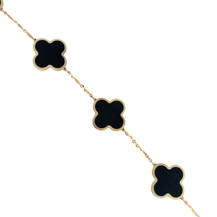 14K Onyx Clover Bracelet