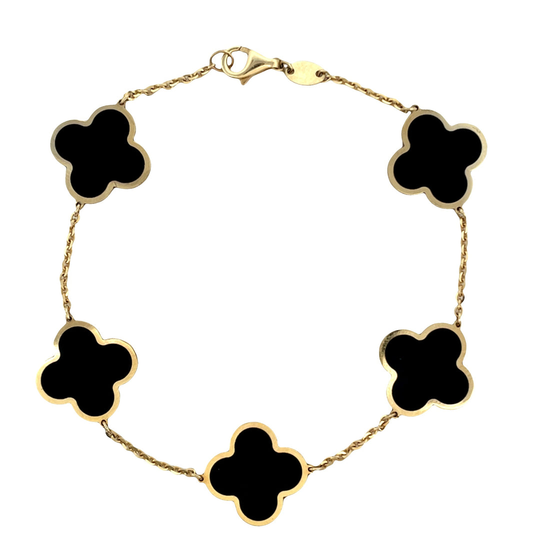 14K Onyx Clover Bracelet